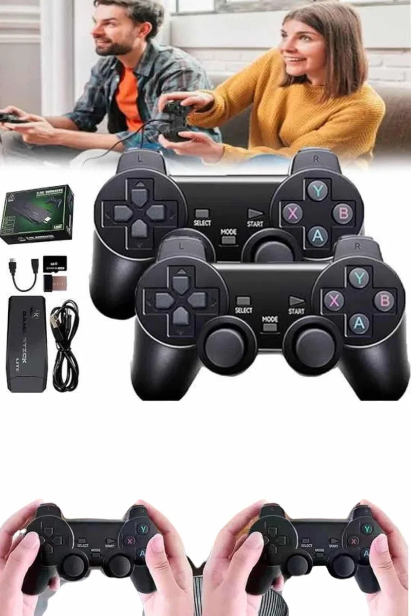 2 Kollu Kablosuz 2. 4G Retro Oyunlar 4k Game Stick 3500 Oyun Atari görsel 5