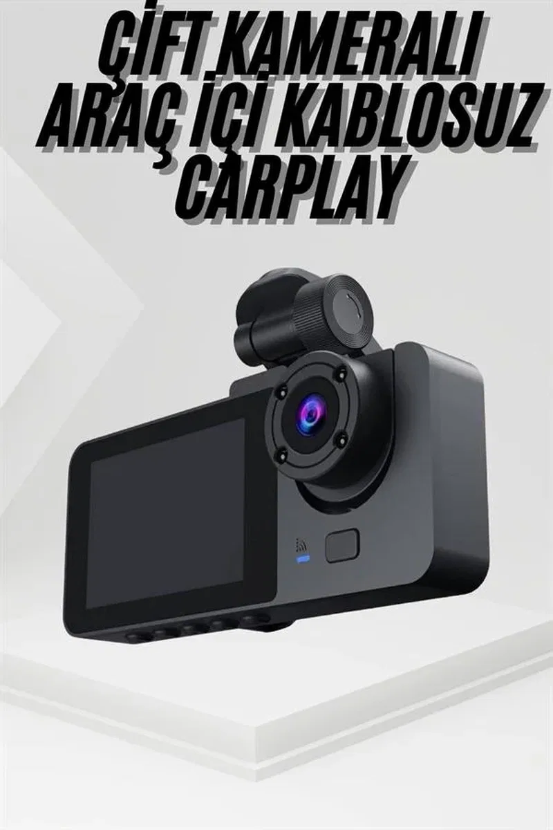 3 Kameralı 2 İnç 1080P Araç İçi Kamera Sürüş Kamerası CarPlay görsel 2