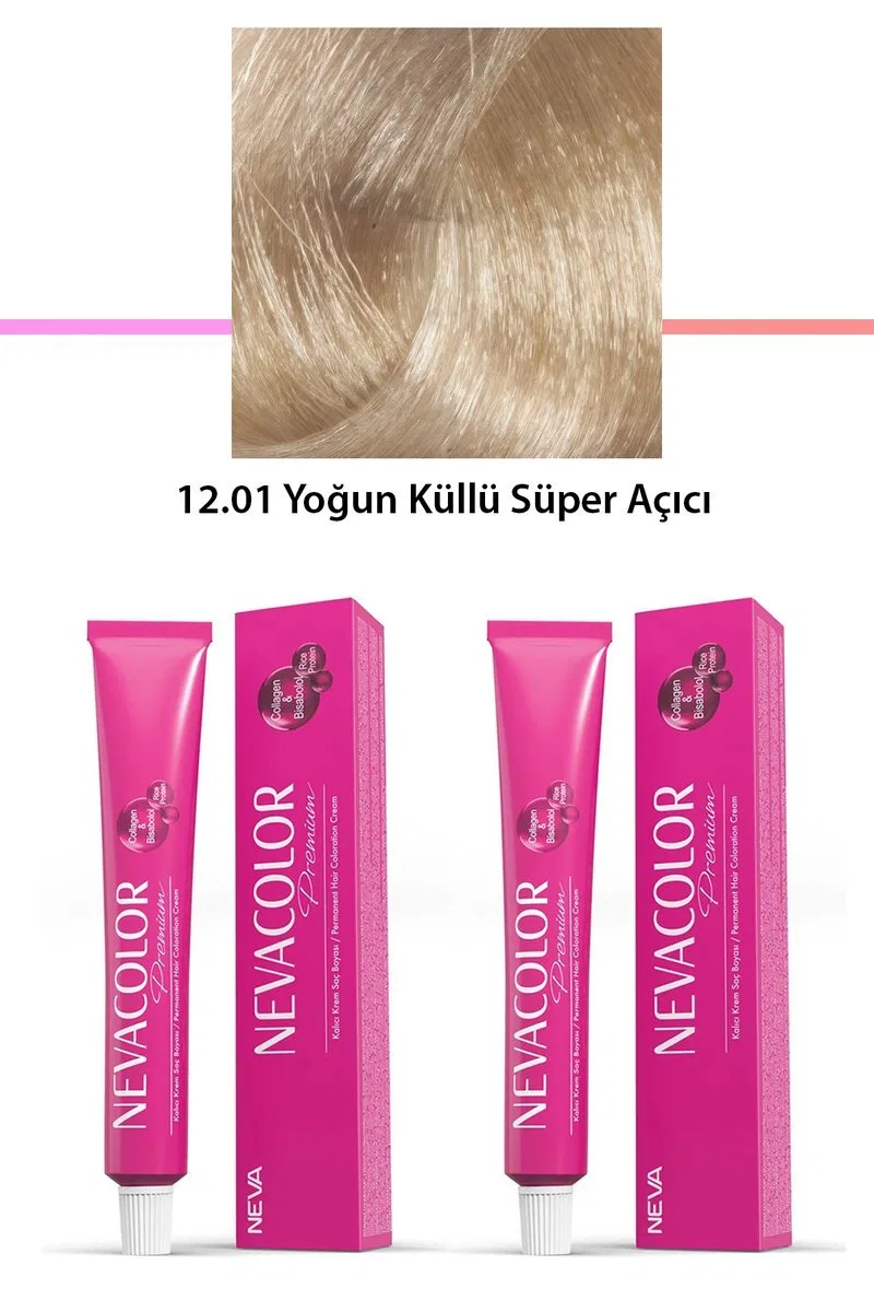 2 li Set Premium 12. 01 Yoğun Küllü Süper Açıcı - Kalıcı Krem Saç Boyası 2 X 50 g Tüp