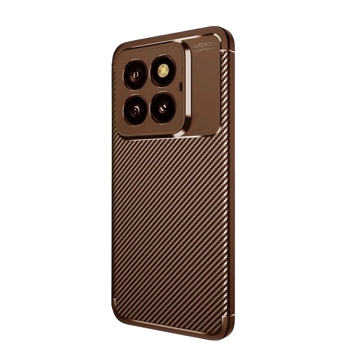Xiaomi Mi 14t Pro Kılıf Auto Focus Karbon Kapak - Kahverengi görsel 2