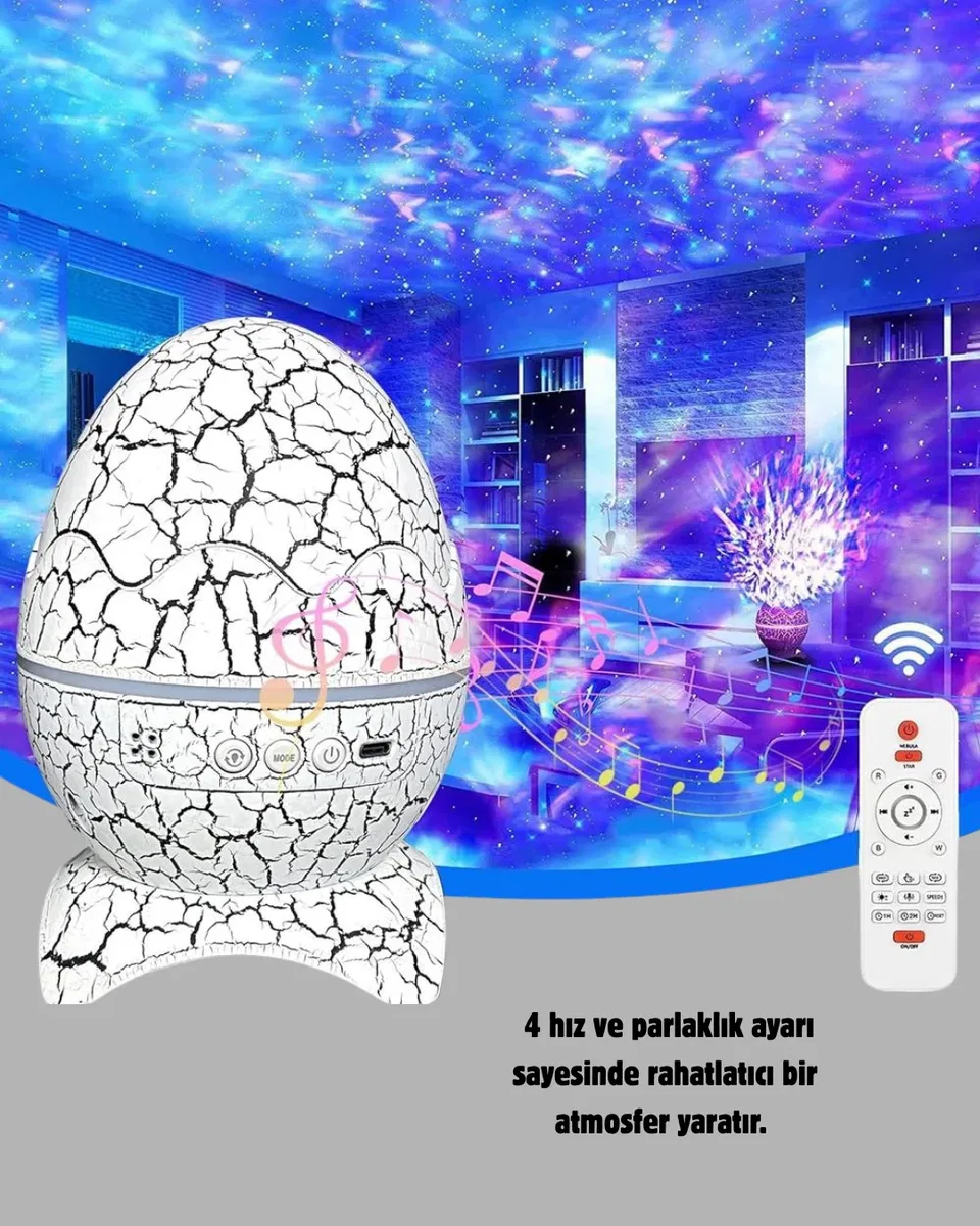 Dinozor Yumurta Gece Lambası Projektör – 14 Renk Seçeneği görsel 3