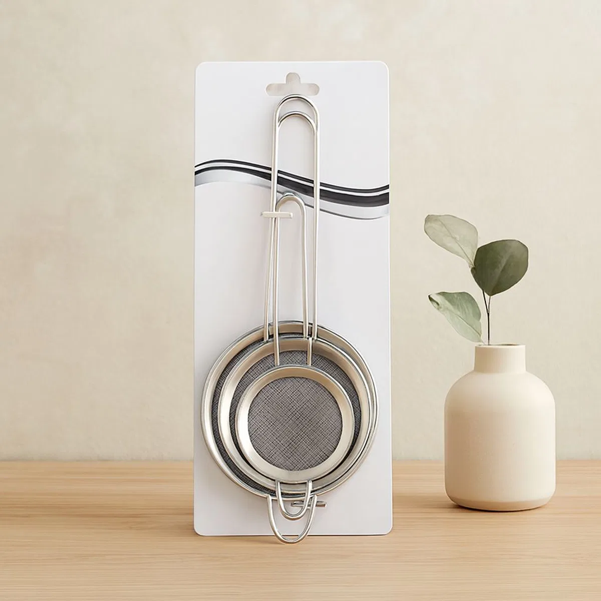 3'lü Mini Tel Süzgeç Seti (5-7-8 cm) Metal Çerçeve