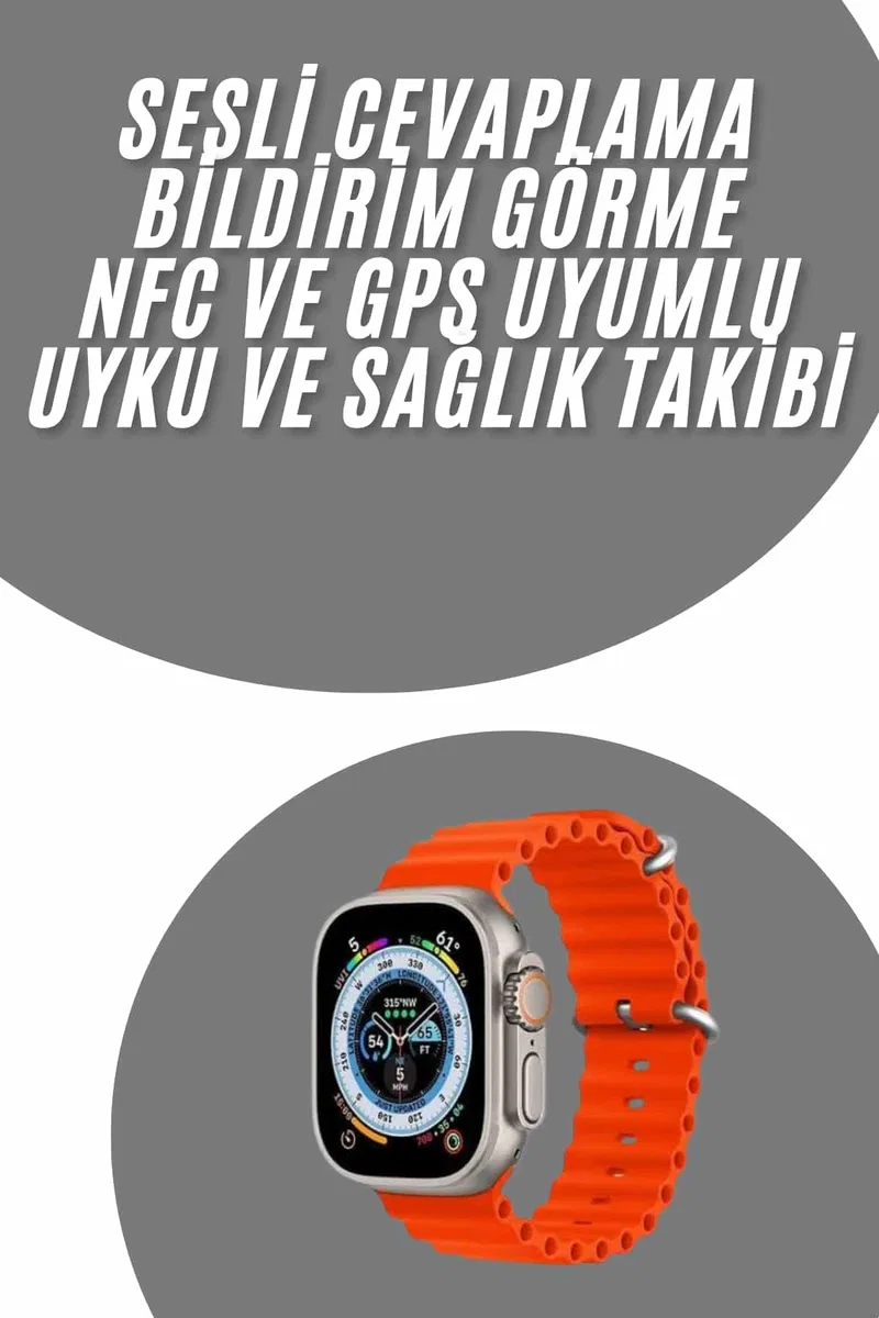 Akıllı Saat Android ve İOS Uyumlu 49 MM NFC Özelliği GPS Takibi görsel 2