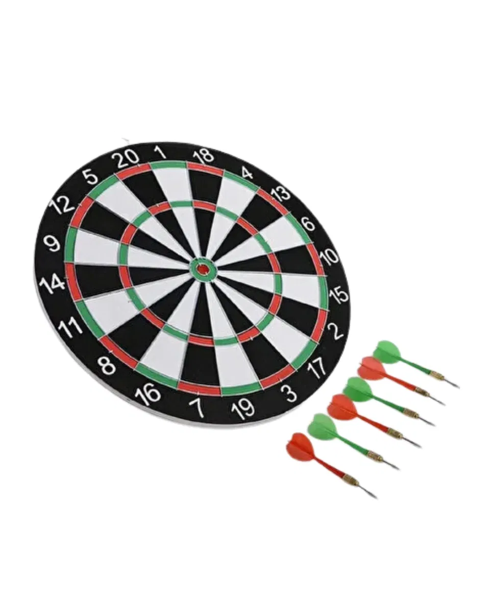 Kaliteli Ahşap Dart Tahtası 12 İnç 4 Adet Metal İğne Uçlu Ok görsel 2