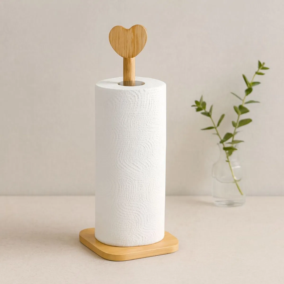 Bambu Kağıt Havluluk 12x12 cm Kalp Başlı Sap 28. 5 cm