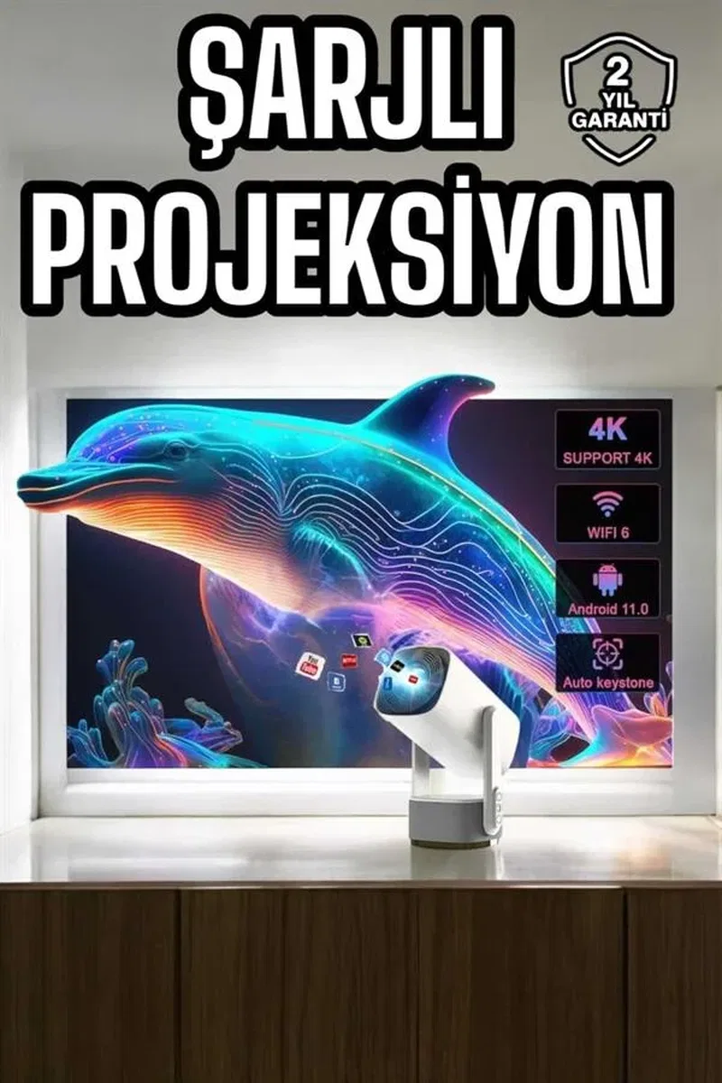 Taşınabilir Sinema Oyun Projektörü Akıllı Projeksiyon Android 11 Yeni Nesil görsel 2