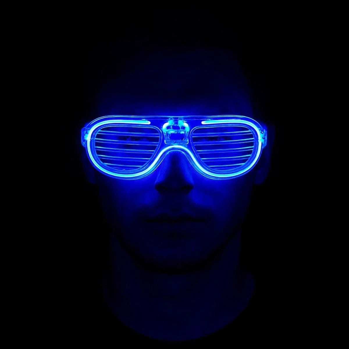 Mavi Led Işıklı Parti Gözlüğü - Neon Glow Şerit Gözlük 3 Modlu görsel 2