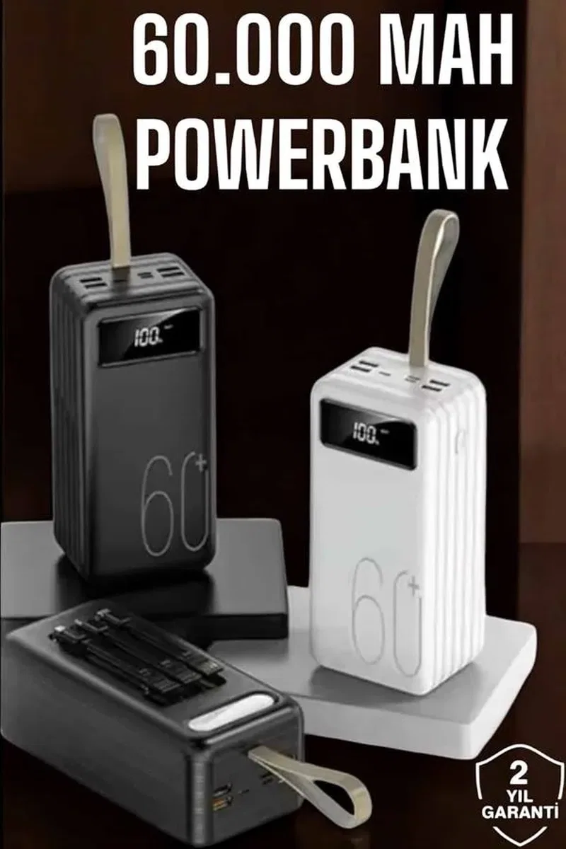 Powerbank 60. 000 MAH Dijital Göstergeli 4 Portlu Taşınabilir görsel 2