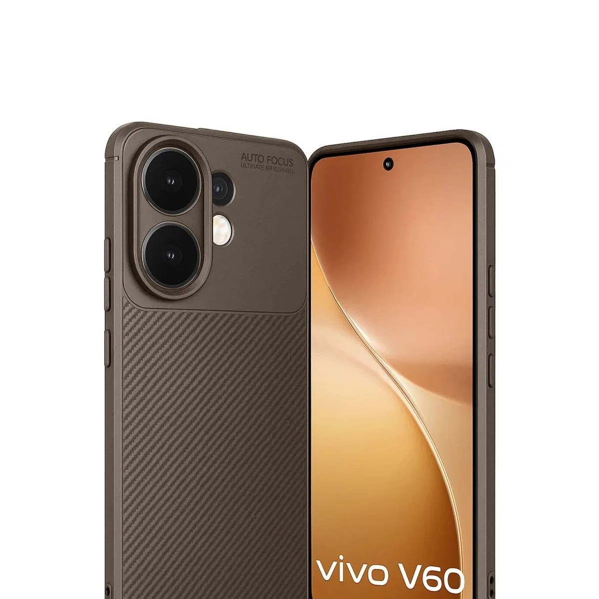 Vivo V60 5g Auto Focus Karbon Kapak - Kahverengi görsel 2