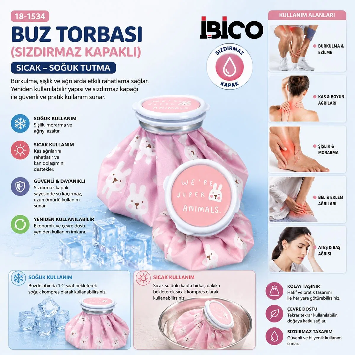 Sızdırmaz Kapaklı Buz Torbası - Sıcak & Soğuk Kompres görsel 3