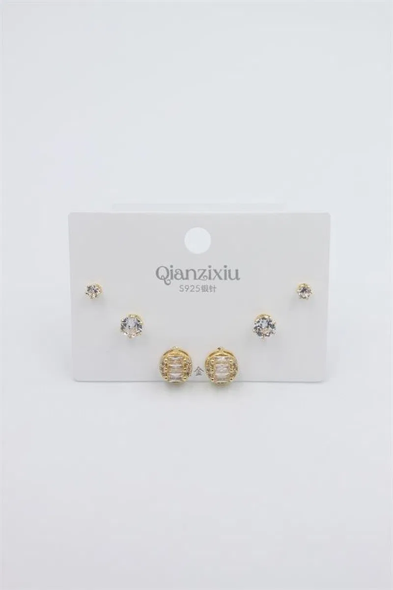 Çoklu Set Küpe - Altın