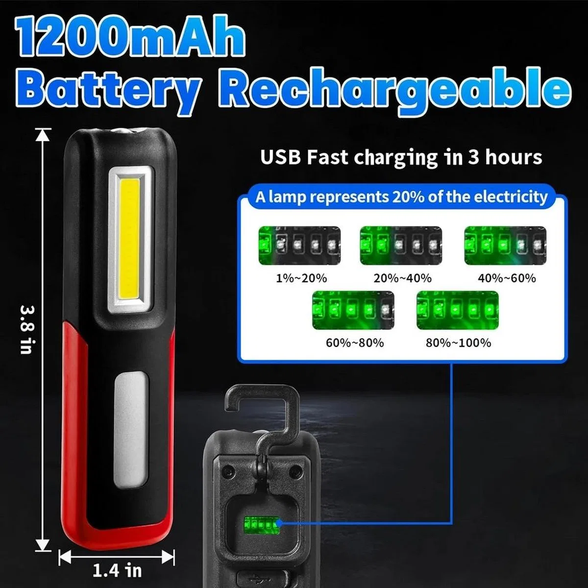 Lightingx Lx-028 Cob Led Mıknatıslı Çalışma Lambası Tamirci Feneri görsel 3