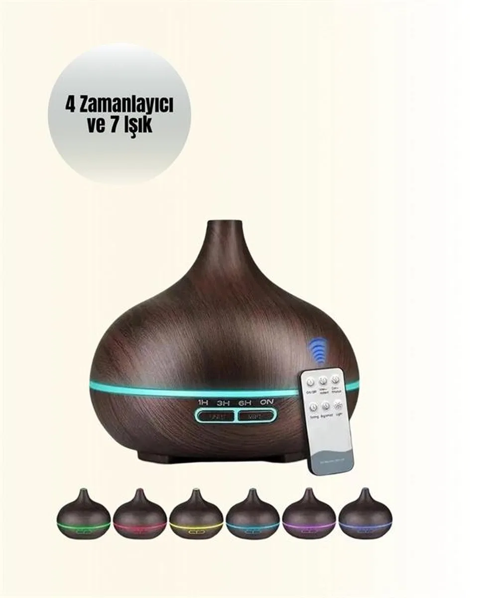 Sessiz Çalışan Aromaterapi Difüzörü – 4 Zaman Ayarlı, 7 Renkli Işık Seçeneği görsel 5