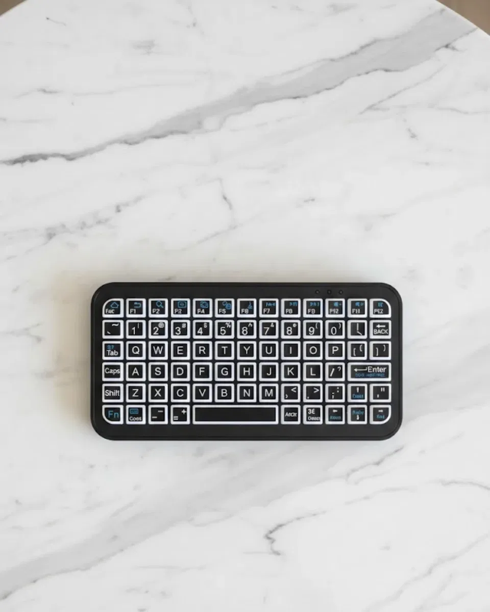 Siyah Kablosuz Mini RGB Işıklı Klavye Bluetooth 5. 2 İnce Tasarım