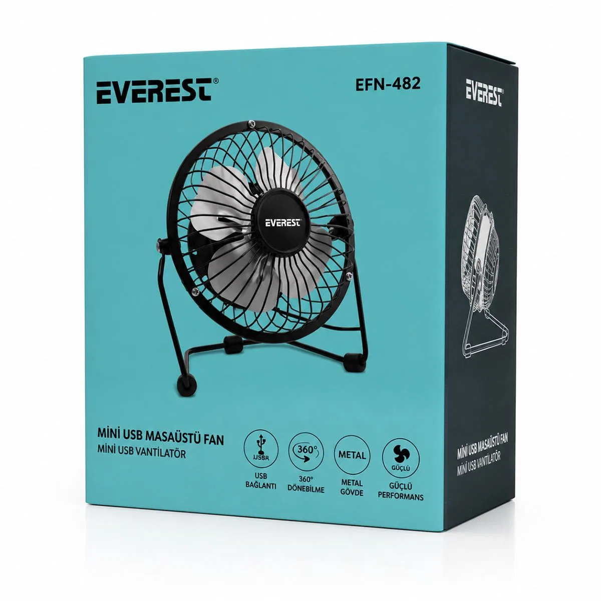 USB Şarjlı Metal Mini Masaüstü Fan 14. 5x7. 5x15 cm görsel 4