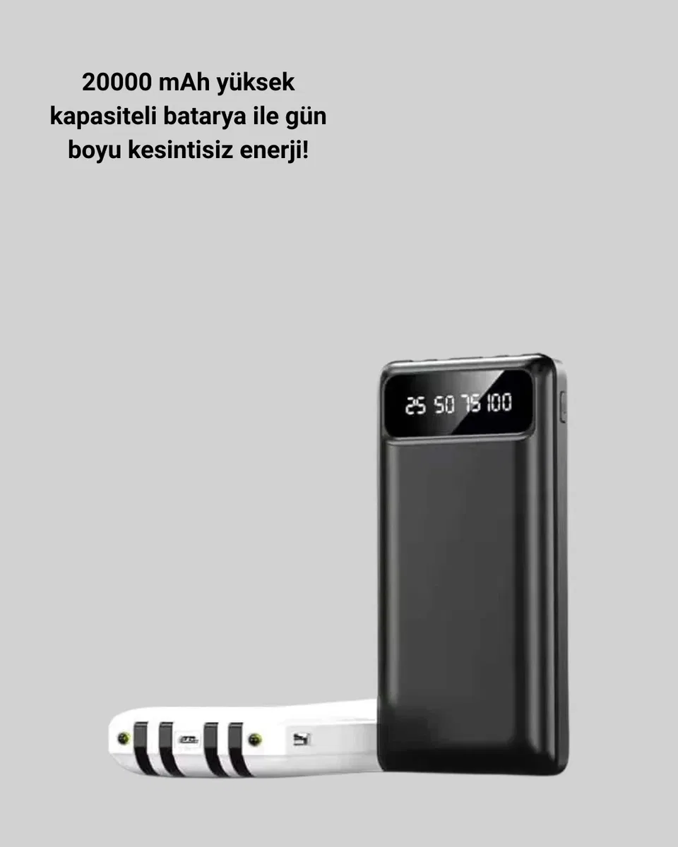 Kamp ve Seyahat İçin 20. 000mAh LED Işıklı Hızlı Şarj Powerbank Yeni Nesil görsel 3
