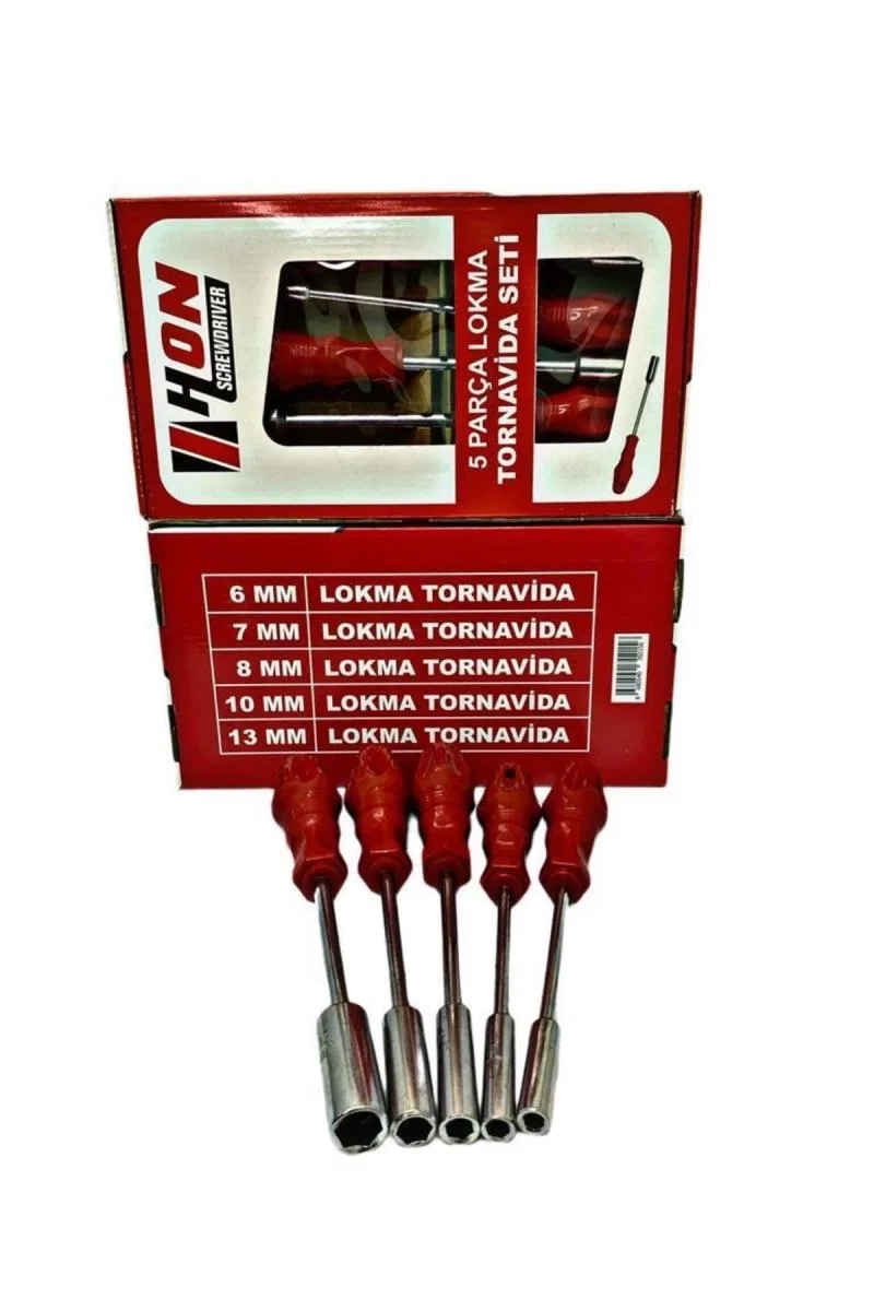 5 Adet Lokma Anahtar Tornavida 6/7/8/10/13/mm Metal Altıgen görsel 3