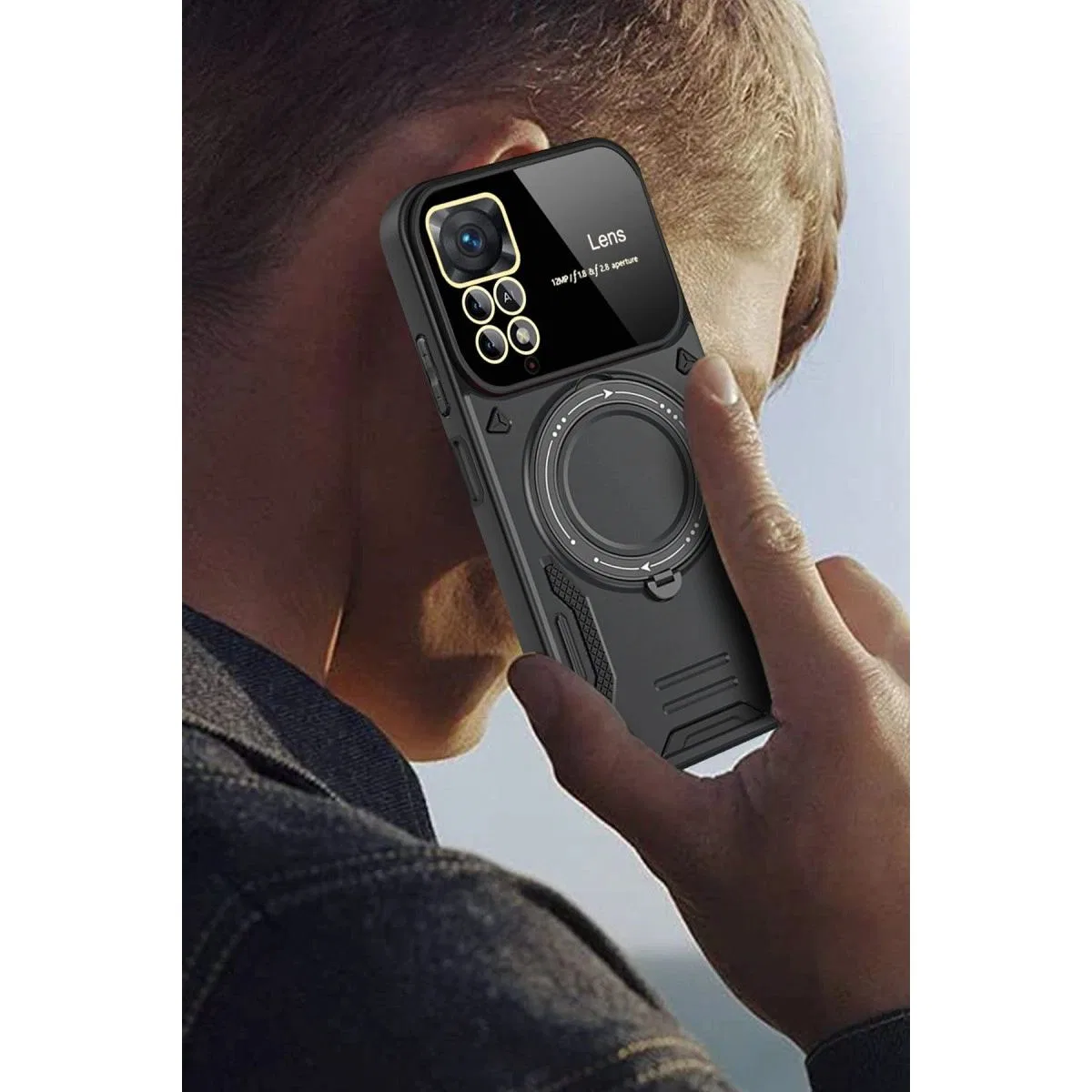 Xiaomi Redmi Note 12 Pro 4g Kılıf Joy Lens Standlı Kapak - Kırmızı görsel 3