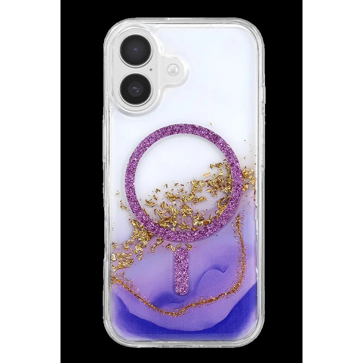 Onegif Apple İphone 16 Lotus Simli Magsafe Kapak - Mor görsel 3