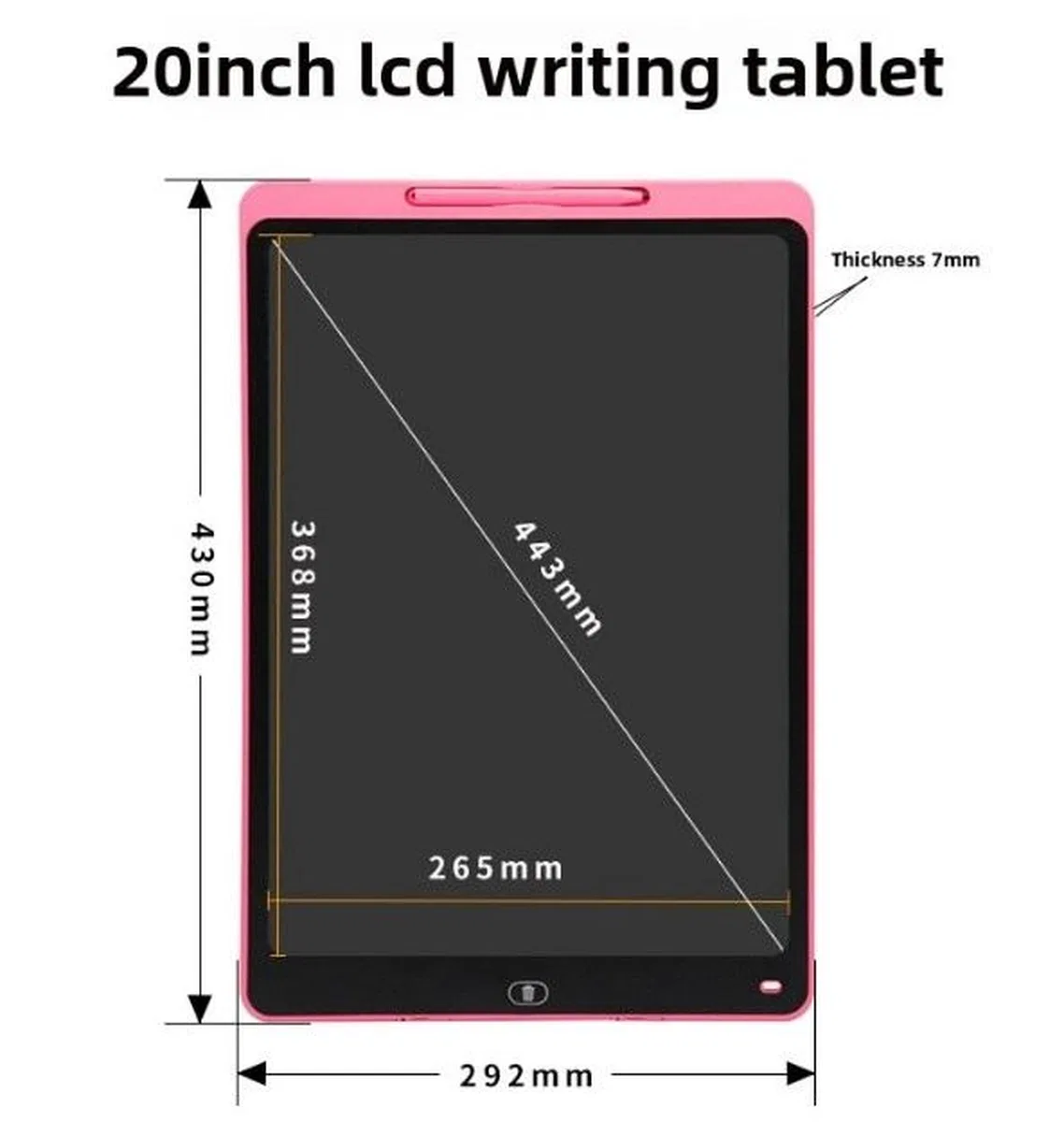 20 Inc Renkli Lcd Grafik Dijital Kalemli Çizim Tableti Yazı Tahta Not Yazma Eğitim Tableti Siyah görsel 7