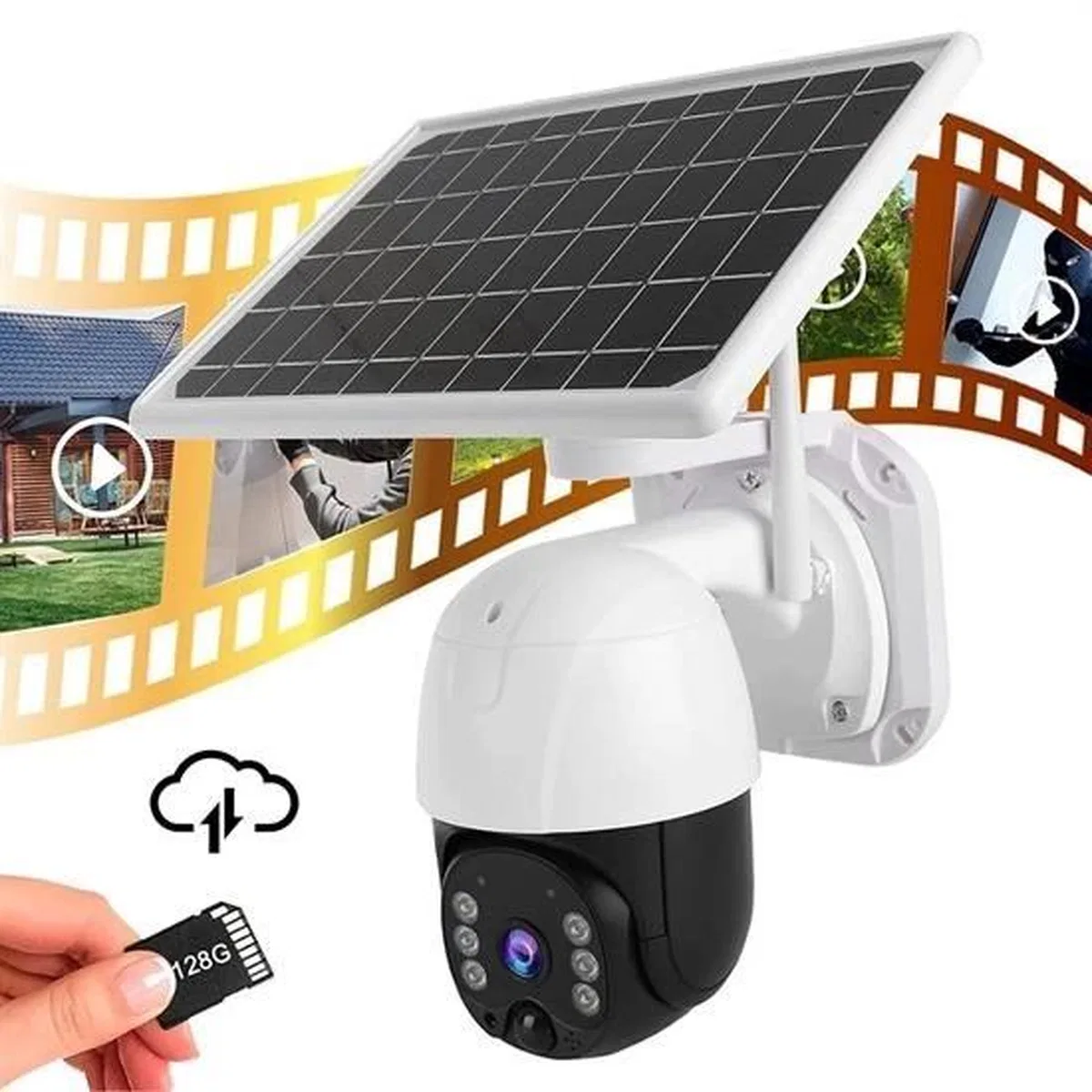 Solar Panelli Su Geçirmez Gece Görüş Destekli Wifi Bağlantılı Güvenlik Kamerası görsel 2