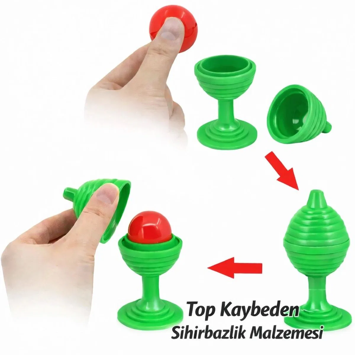 Yeşil Renk Sihirli Kupa Top Kaybetme Oyunu 7 Cm görsel 2