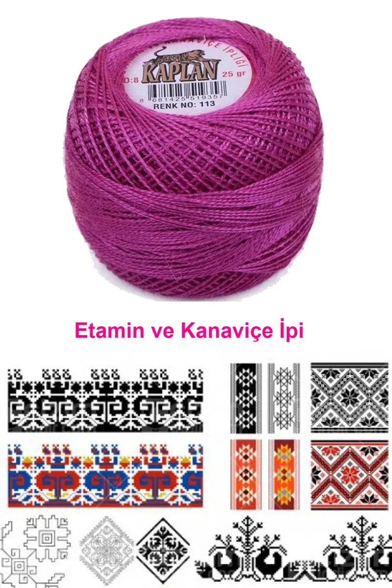 Kaplan Etamin Ve Kanaviçe İpi 8 No Kod/Renk: 113 - Royaleks görsel 2