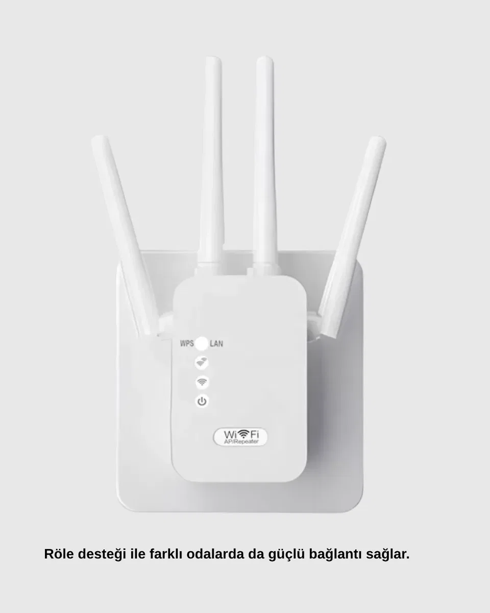 Antenli WiFi Repeater 300m2 Kapsama Alanı WPA3 Güvenlikli görsel 4