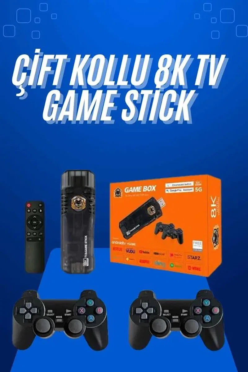 Game Stick Çift Oyun Konsolu Smart TV Game Box 8k Ultra HD 64 Gb görsel 2