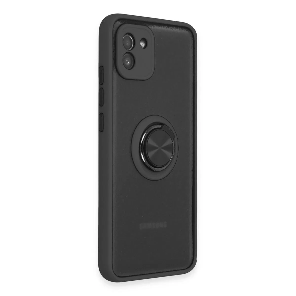Samsung Galaxy A03 Kılıf Montreal Yüzüklü Silikon Kapak - Siyah görsel 2