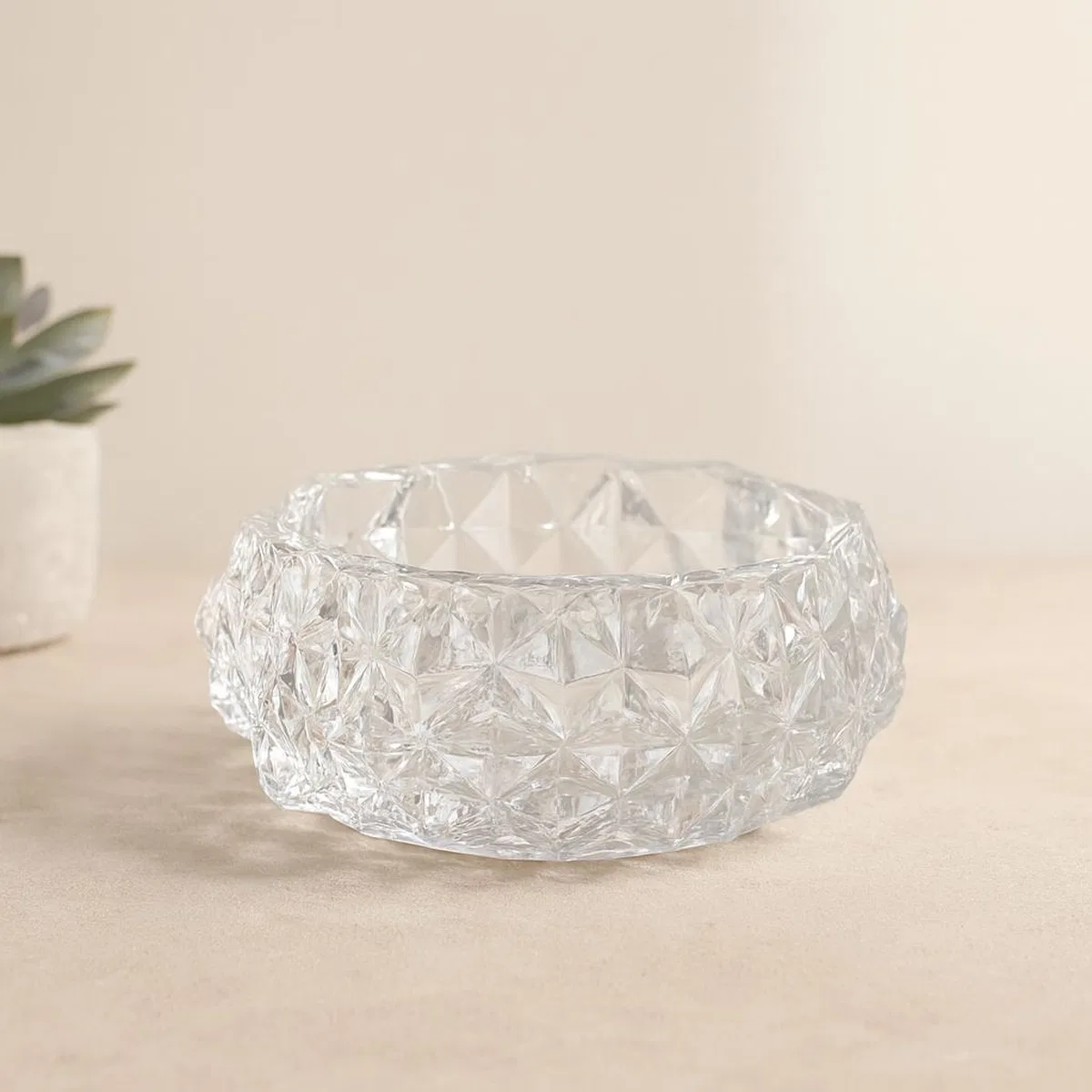 Yuvarlak Cam Küllük 12. 8 cm (Diamond Kristal)