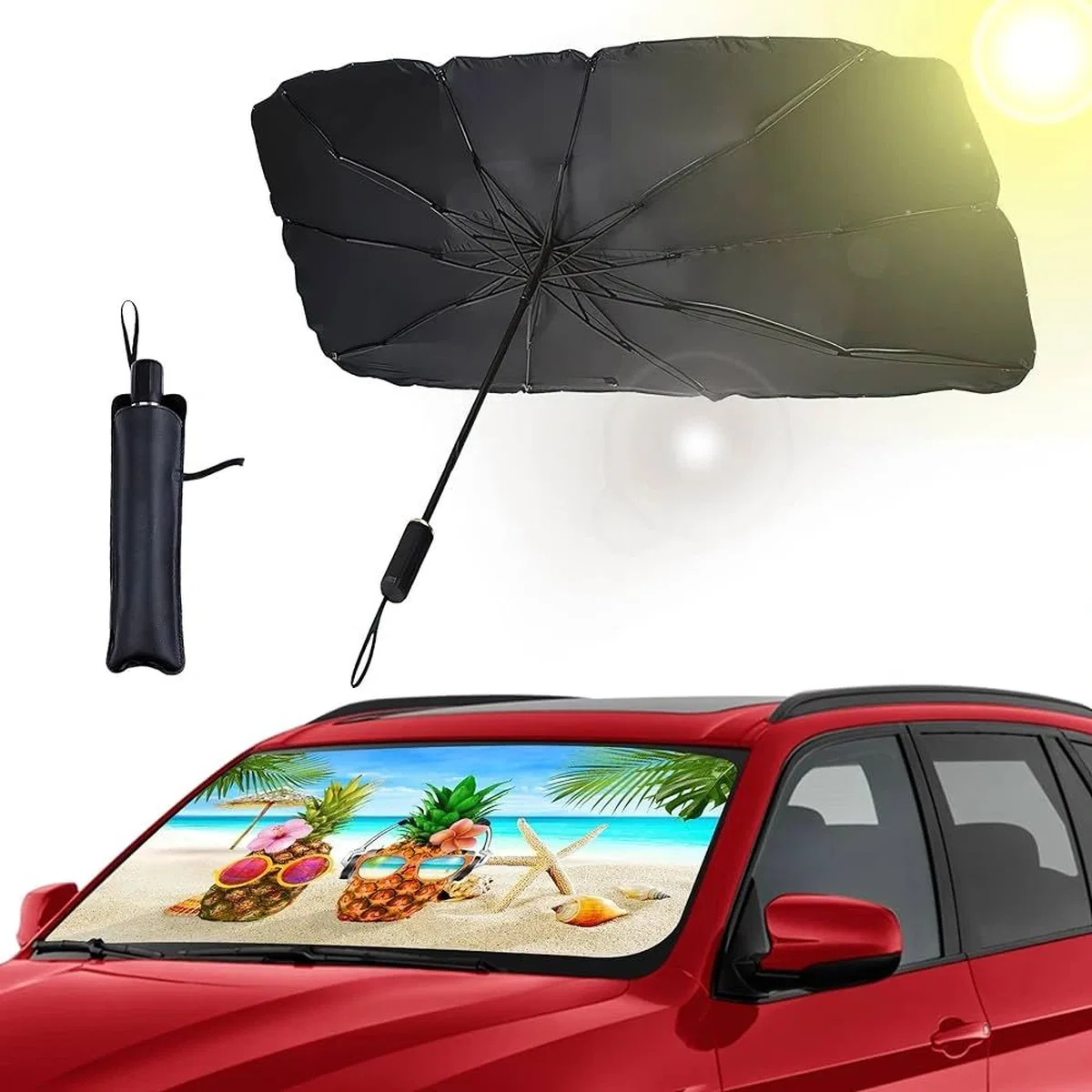Araba Güneş Gölge Koruyucu Şemsiye Oto Ön Cam Güneşlik(145cm*79cm) görsel 3