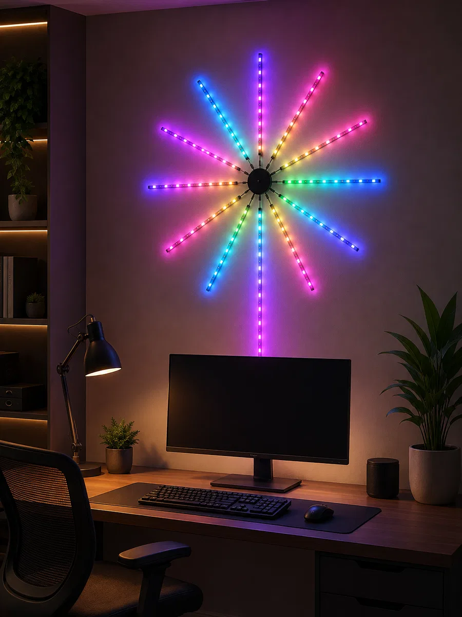 Dekoratif RGB Fireworks LED Duvar Işığı Çok Renkli Telefon Kontrollü LED Aydınlatma görsel 3