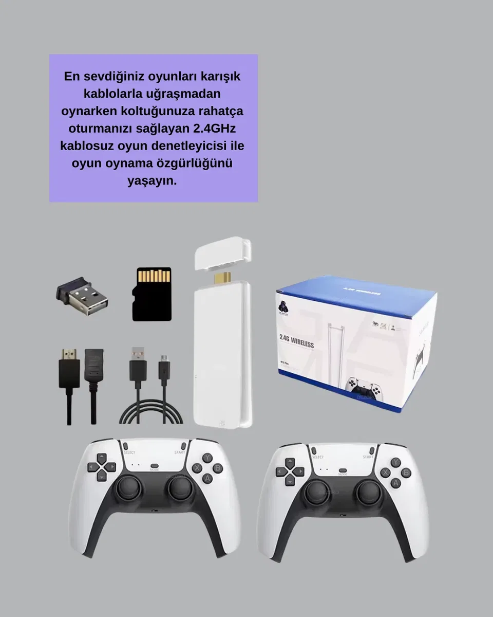 HDMI Çıkışlı Kablosuz 2 Kollu 4K Retro Oyun Kutusu görsel 4