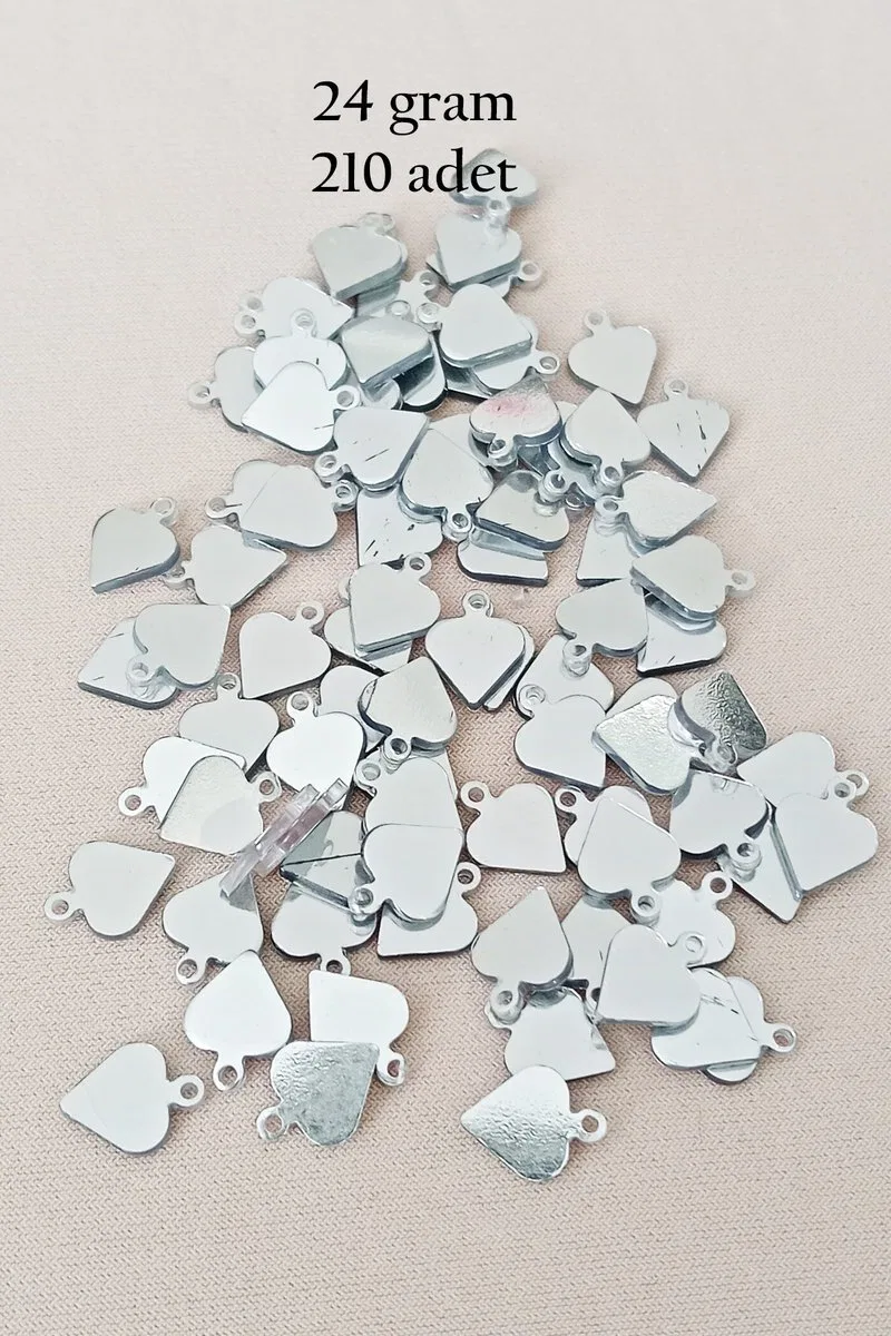 Oya Abiye Bileklik Kolye Pleksi Metalik Plastik Pul Gümüş Renk 24 gram 210 adet - BNC590