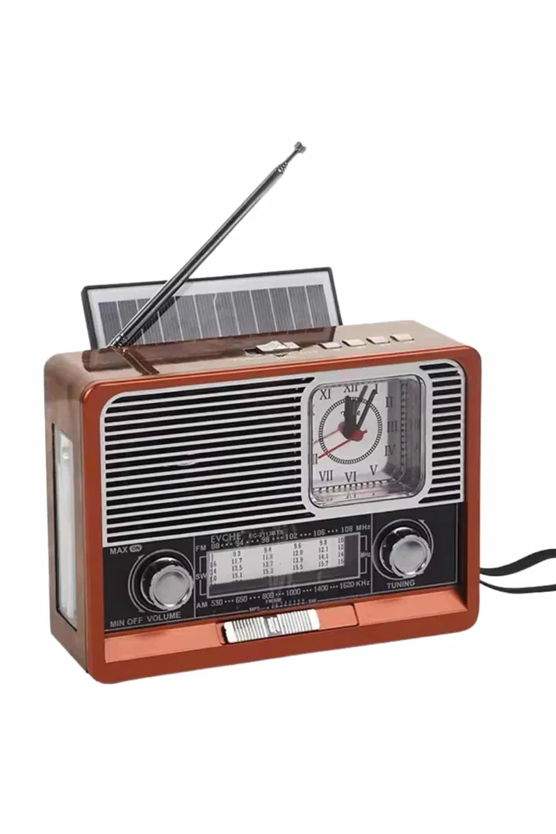 Saatli Fenerli Bluetooth Nostaljik Radyo AUX SD USB Girişli Bluetooth Hoparlör görsel 3