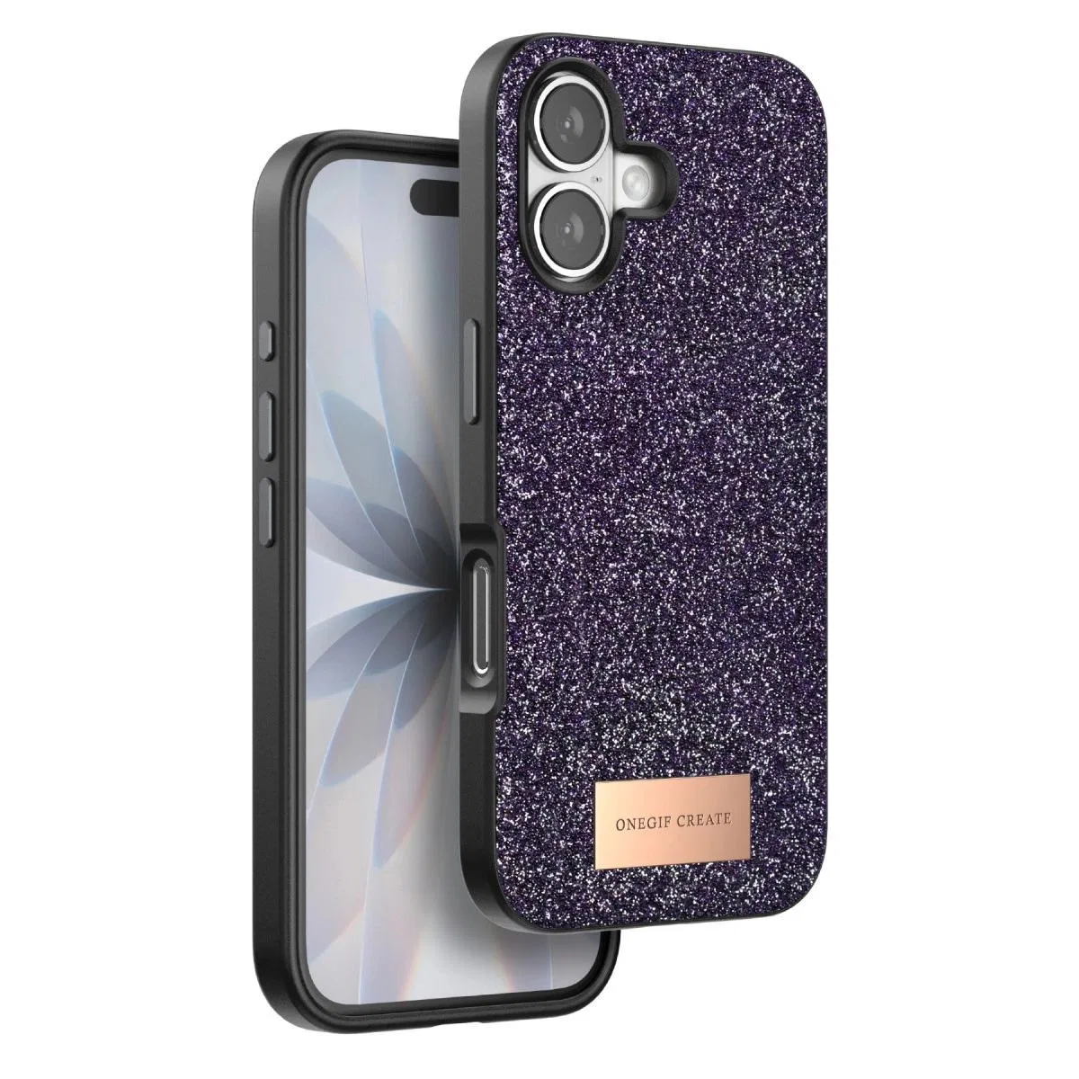 Onegif Apple İphone 17 Bright Simli Kapak - Derin Mor