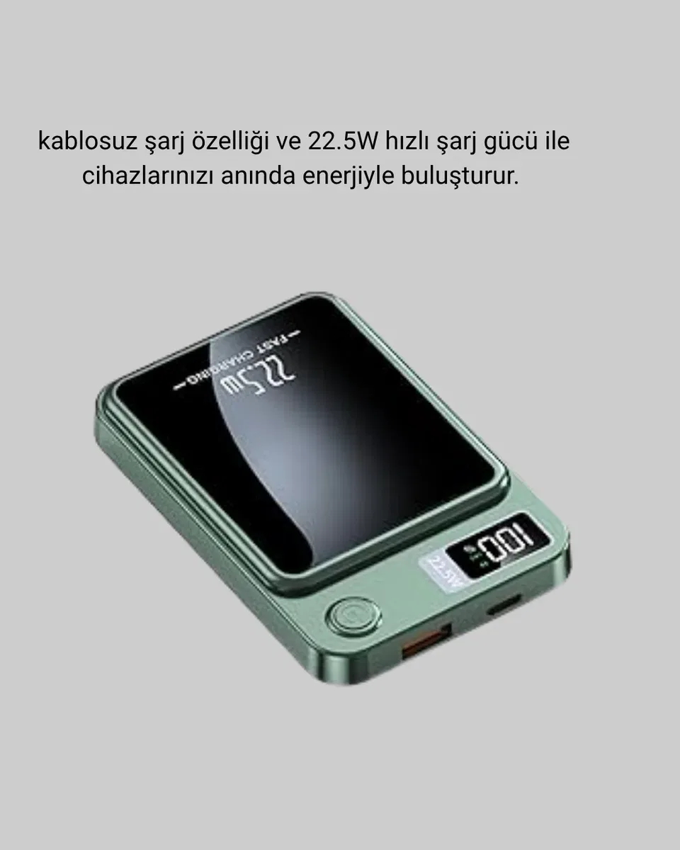 MagSafe Powerbank Kablosuz Şarjlı ve 22. 5W Hızlı Şarj Destekli görsel 4