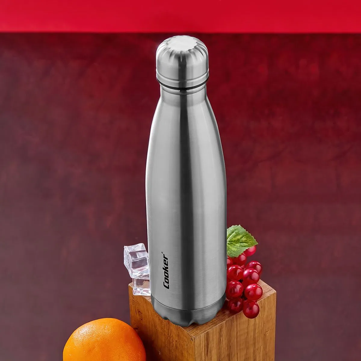 500 ml Paslanmaz Çelik Şişe Termos (Krom, Kaydırmaz Taban) görsel 2