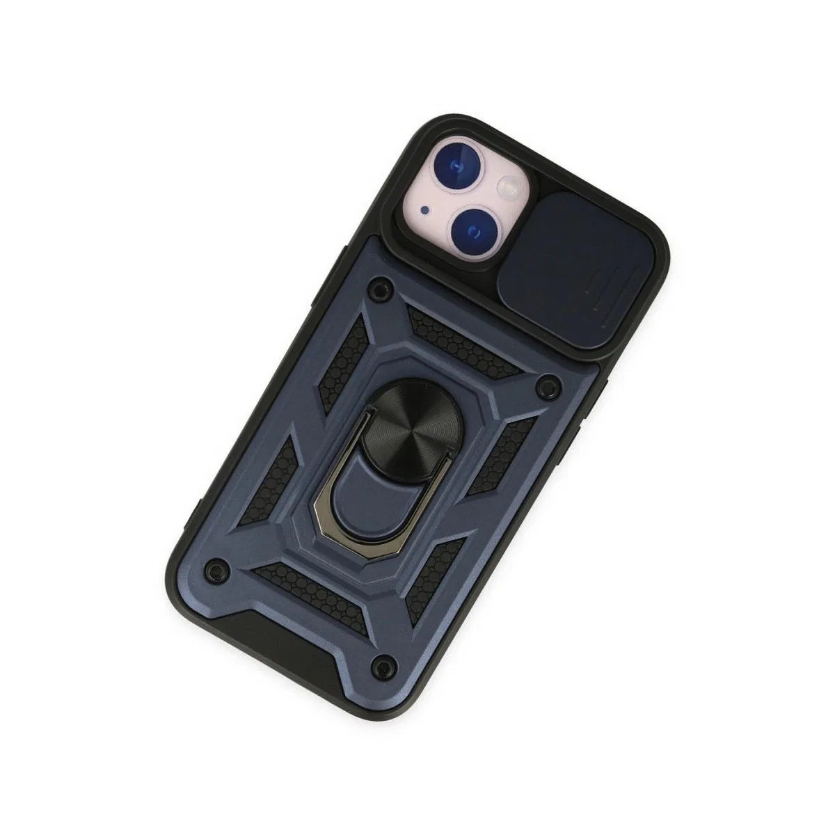 Apple İphone 14 Kılıf Pars Lens Yüzüklü Silikon - Lacivert görsel 3