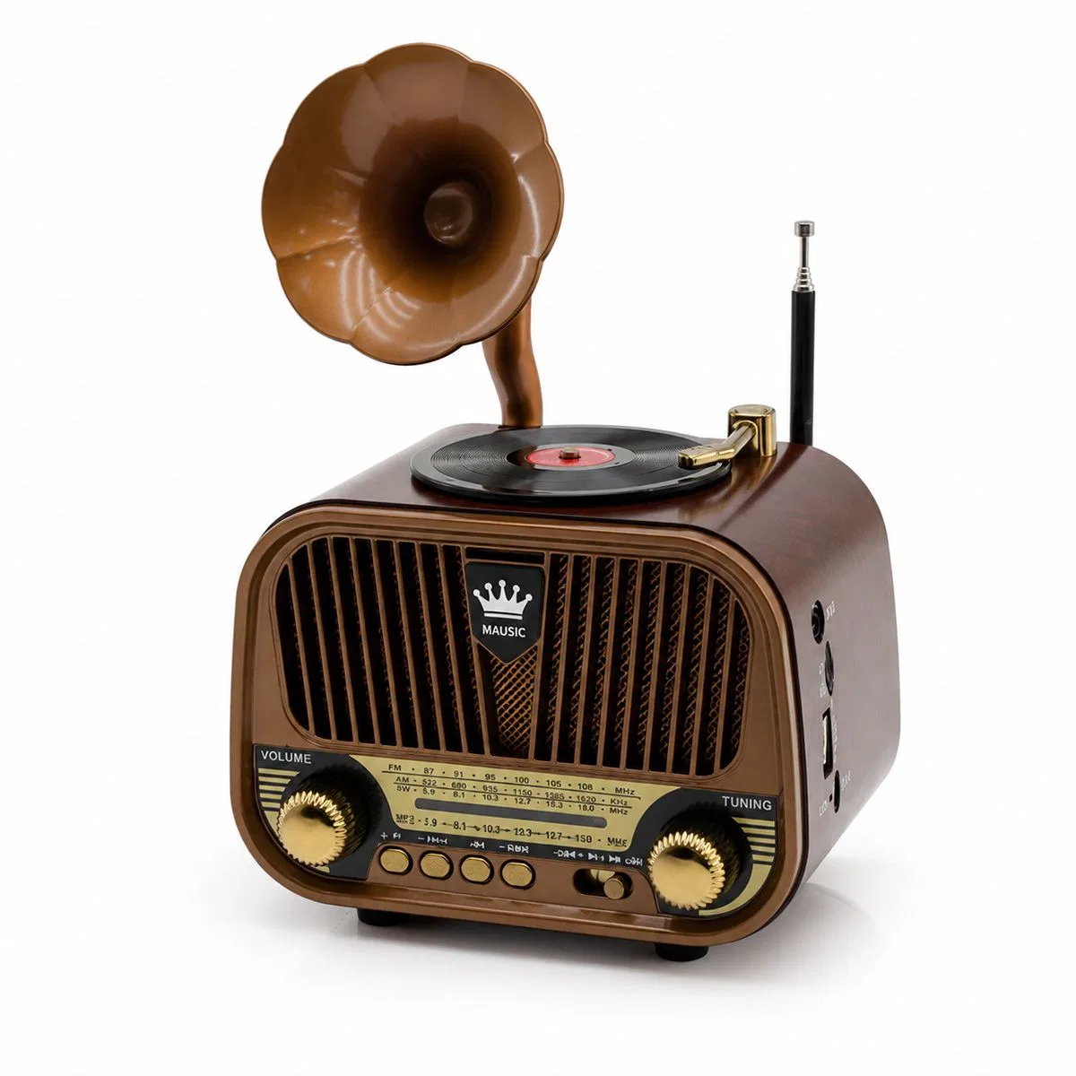 Nostaljik Bluetooth FM Radyo USB/TF MP3 Şarjlı Hoparlör görsel 2