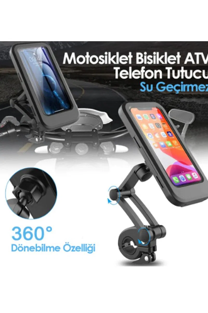 Gidon Bağlantılı Su Geçirmez Mıknatıslı Motorsiklet Telefon Tutucu görsel 2