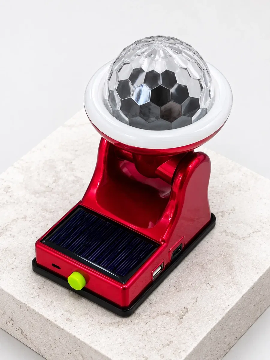 Şarjlı RGB Projektör Lamba Güneş Enerjili Çok Fonksiyonlu Disco Işık Lambası görsel 6