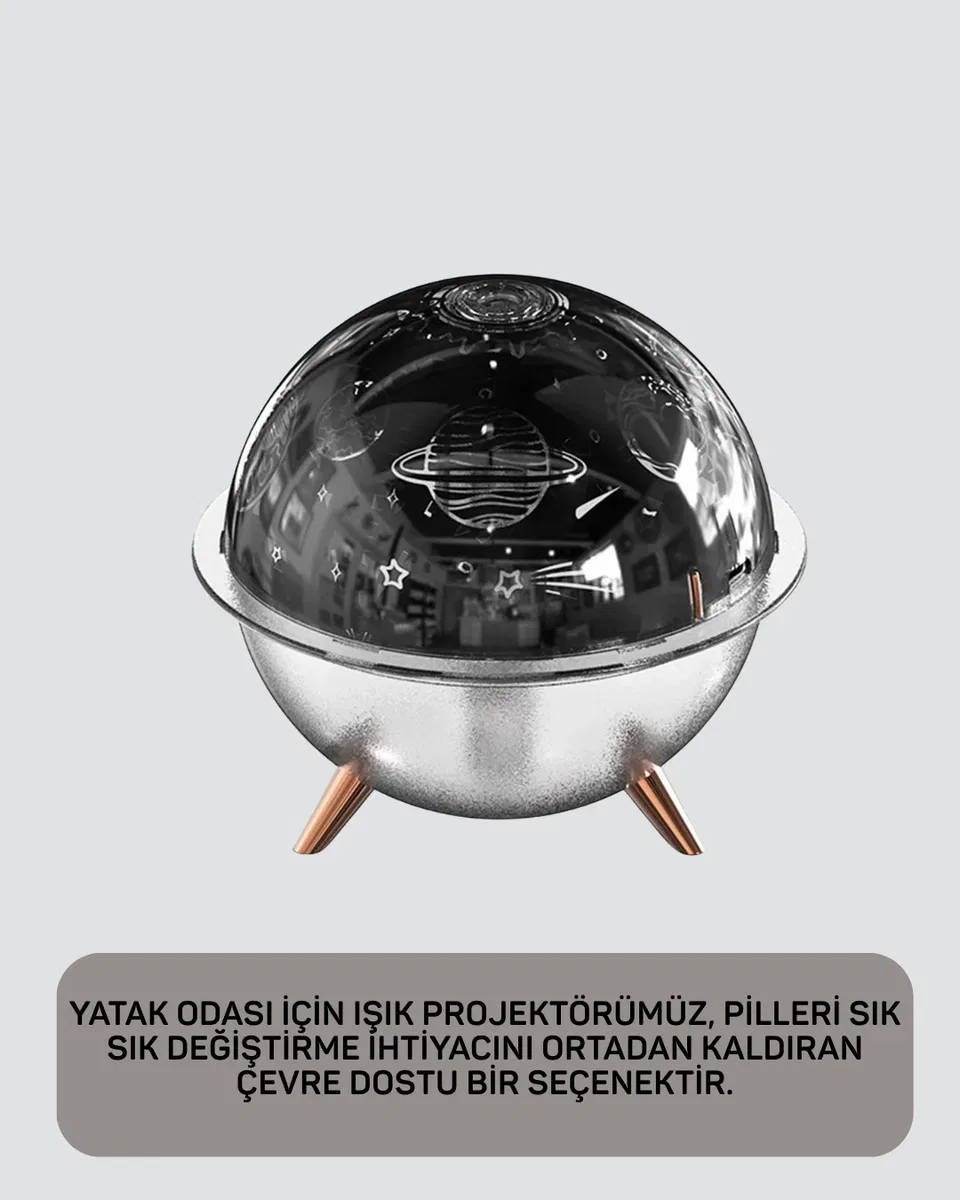 Uzay Temalı Projeksiyonlu Nemlendirici USB Güçlü Gece Lambası görsel 5