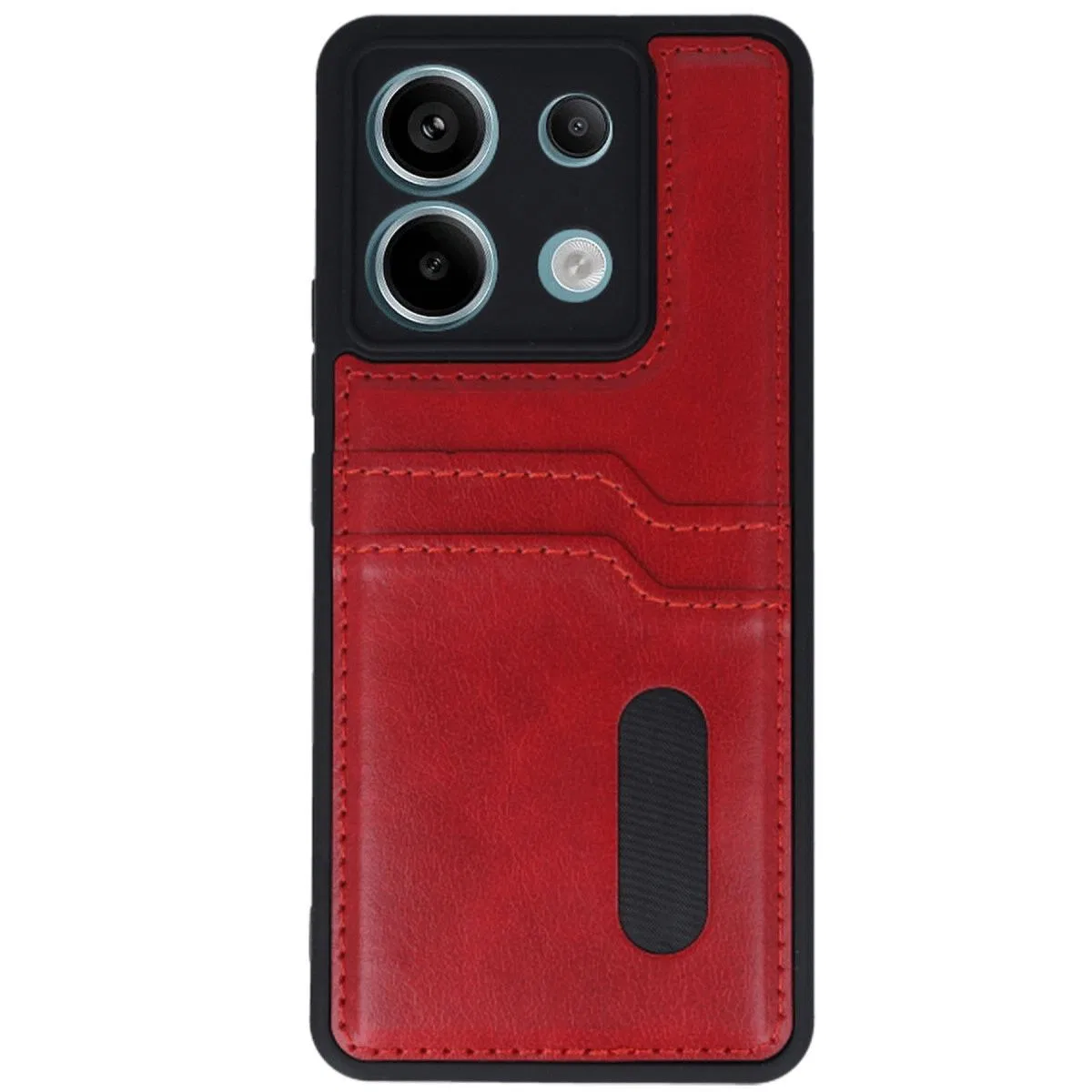 Xiaomi Redmi Note 13 Pro 4g Kılıf Sara Kartvizitli Deri Kılıf - Kırmızı görsel 2