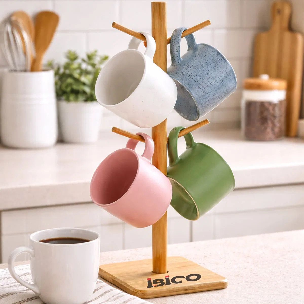 Bambu Ahşap Bardak ve Fincan Askısı 35x60 cm görsel 6