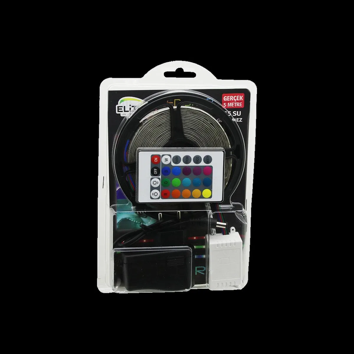 5m RGB Şerit LED (IP65) Kumandalı Adaptörlü SMD2835 54 LED/m görsel 2