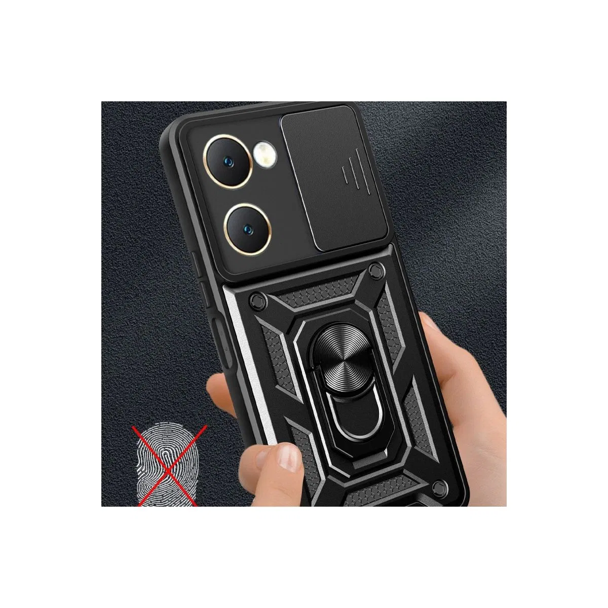 Vivo Y18 Kılıf Pars Lens Yüzüklü Silikon - Lacivert görsel 3