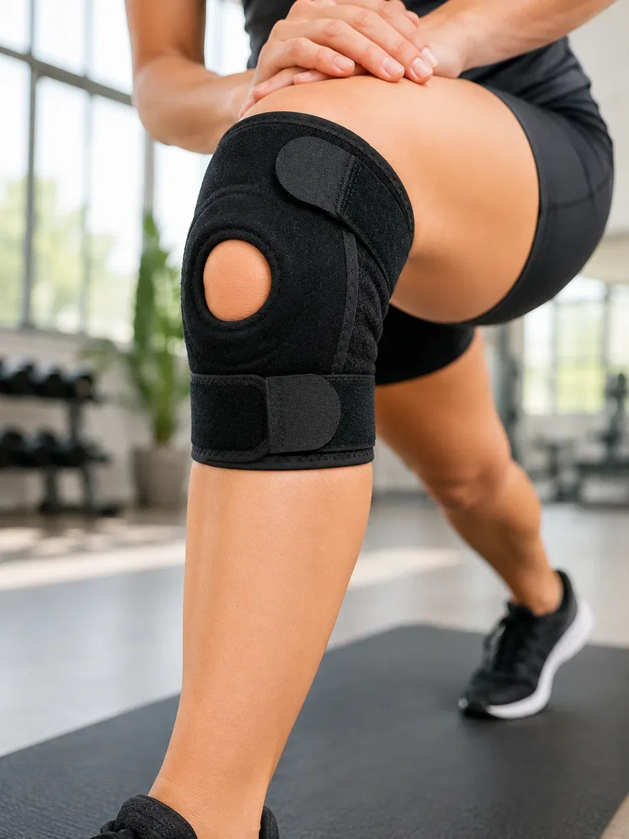 Patella Destekli Kısa Dizlik Ayarlanabilir Bantlı Diz Koruyucu Destek görsel 2
