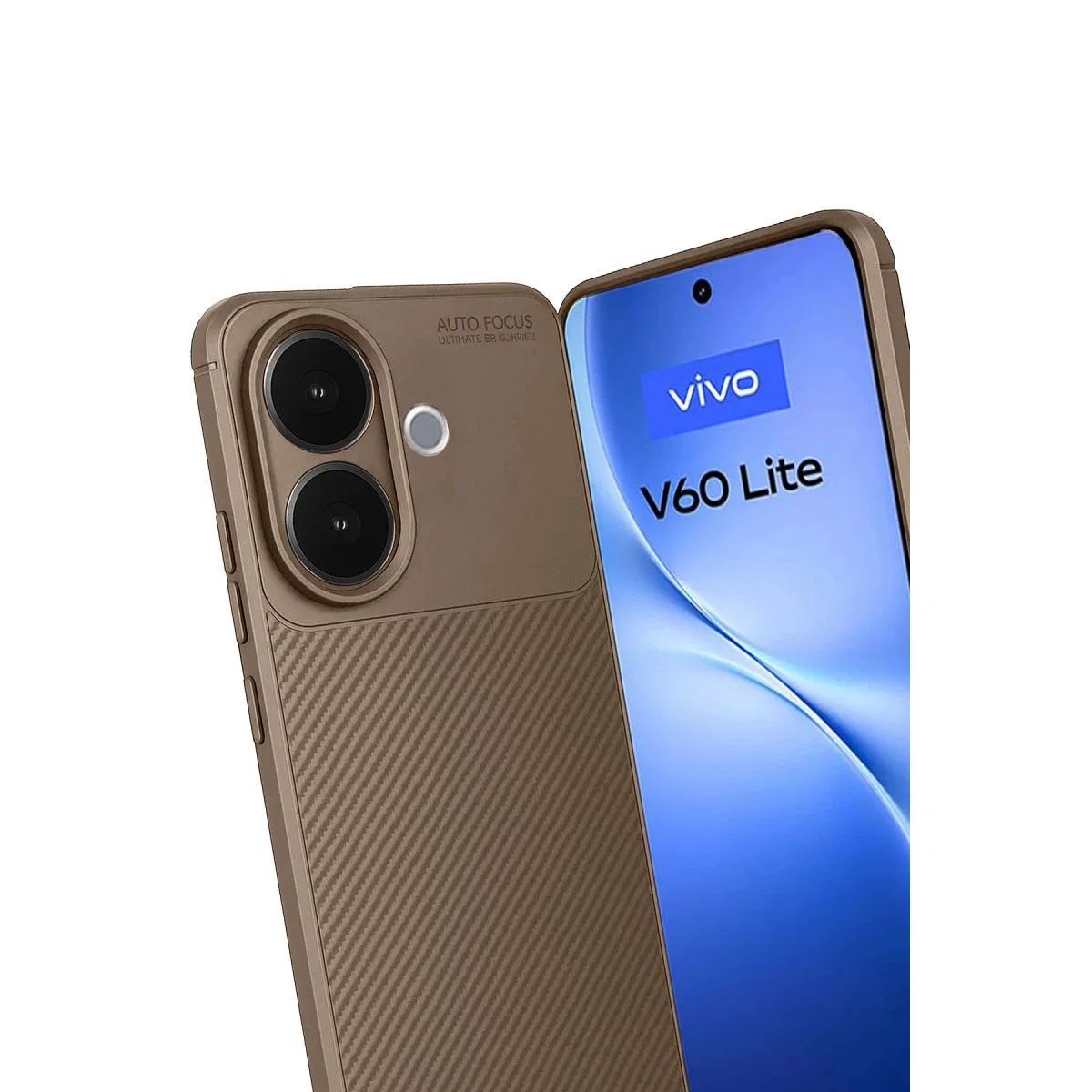 Vivo V60 Lite Auto Focus Karbon Kapak - Kahverengi görsel 3